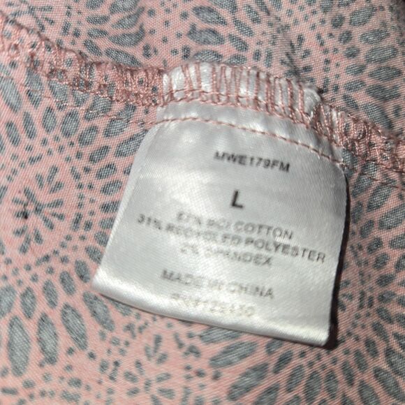 Eco Threads Womens Large Snap Up Shirt Dusty Rose Geometric Sustainable Recycled - Picture 13 of 14